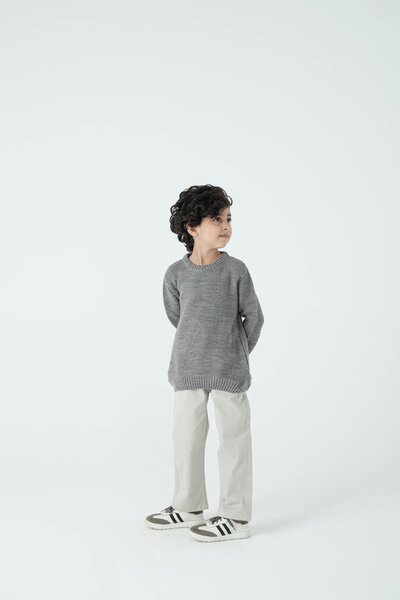 Boys Grey Grid Sweater