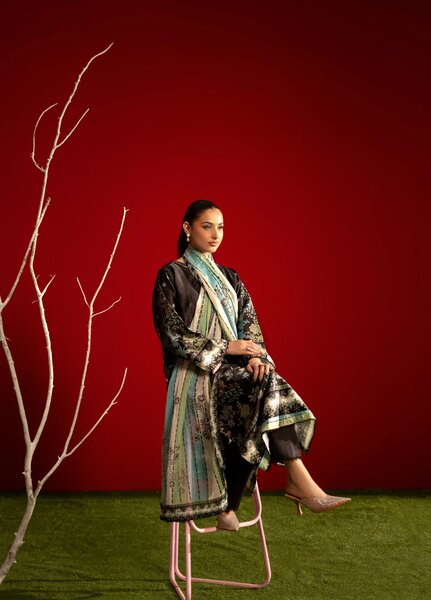 Marine by Rashid Textiles Unstitched Printed Luxury Silk 3 Piece Suit RT26USM D-3908 - Winter Collection