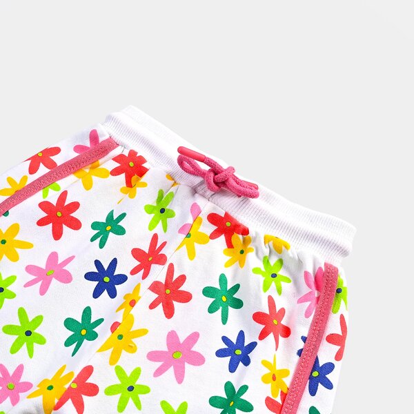 Girls Cotton Terry Short MULTI FLOWER-White