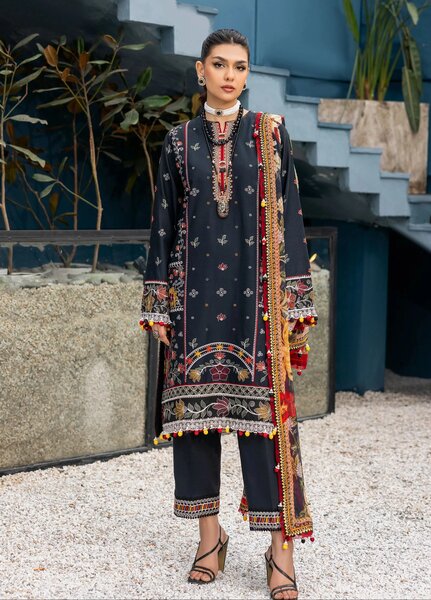 La Elise Women Unstitched Embroidered Lawn 3 Piece Suit 0000410 Amaya - Festive Collection