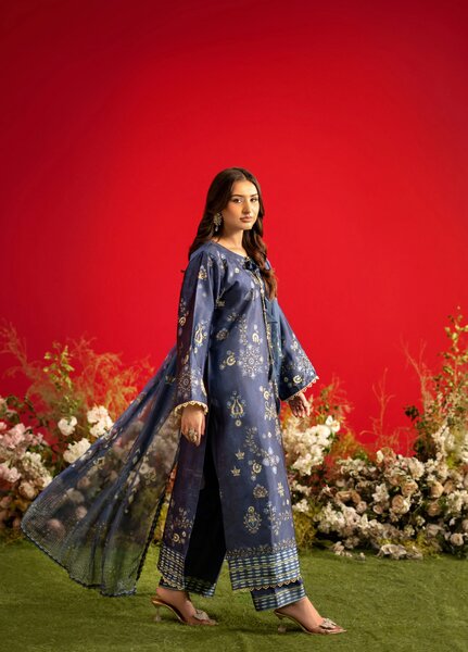 Marine by Rashid Textiles Unstitched Printed Luxury Silk 3 Piece Suit RT26USM D-3903 - Winter Collection