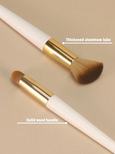 Shein - 2Pcs Soft Bristle Makeup Brush Set For Concealer & Foundation