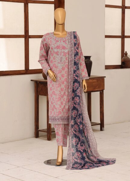 Identic by HZ Textiles Unstitched Embroidered Cotton 3 Piece Suit HZ26UCI PDW 3329-E - Casual Collection