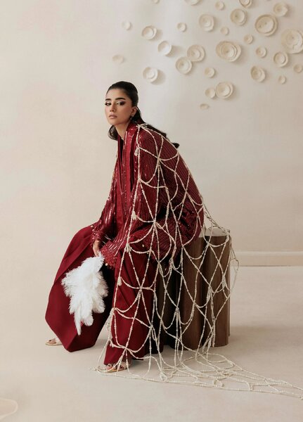 Aik Shaam by AIK Atelier Unstitched Chiffon Embroidered 3 Piece Suit AIK26US D-08 - Wedding Collection
