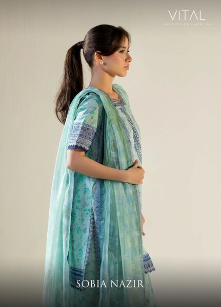 Vital by Sobia Nazir Unstitched Embroidered Lawn 3 Piece Suit SN26UVL 1B - Summer Collection
