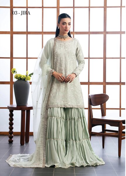 Kalani by Xenia Formals Unstitched Embroidered Rawsilk 3 Piece Suit XE26UKW 03-JIRA - Wedding Collection