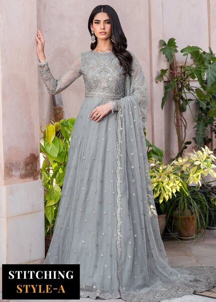 Zarif Embroidered Net Suits Unstitched 3 Piece ZR25UF SBA-04 Yasmin - Formals Collection