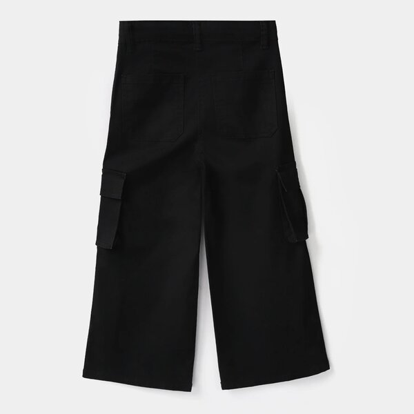Girls Cotton Twill Pants Seam - Black