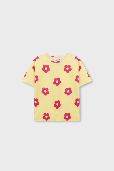 Girls Floral Printed Loose Fit Tee