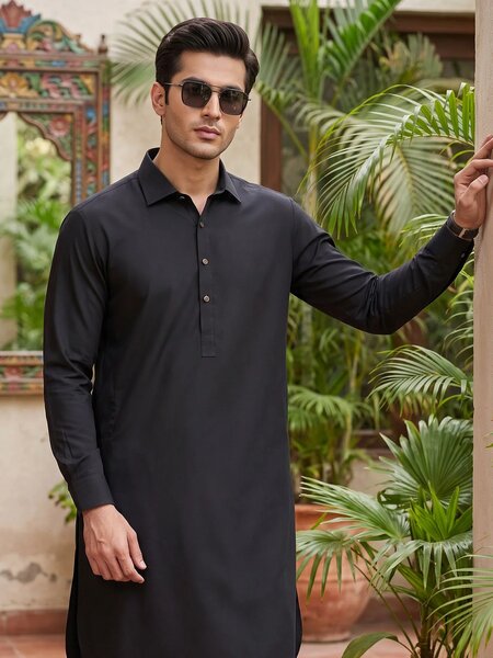 Black Designer Shalwar Kameez (SK-749)