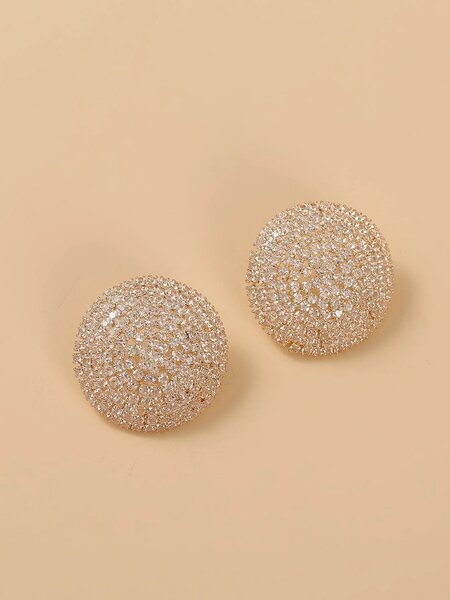 Shein - Rhinestone Decor Round Stud Earrings