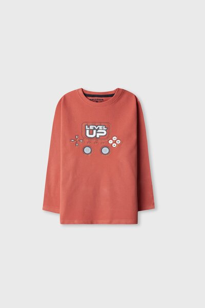 Boys Level Up Red Coral Tee