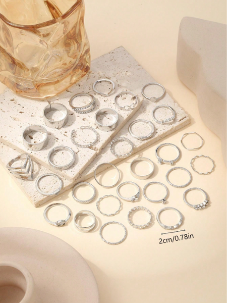 Shein -  30pcs Vintage Punk Style Women's Metal Stacking Ring Set