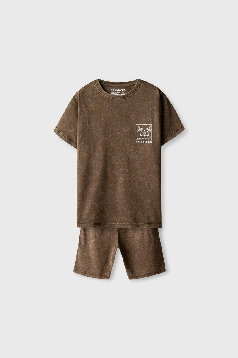 Boys Faded Brown Co-ord Set