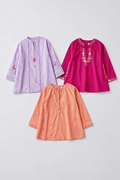 Girls Ethnic Embroidered Tops Bundle