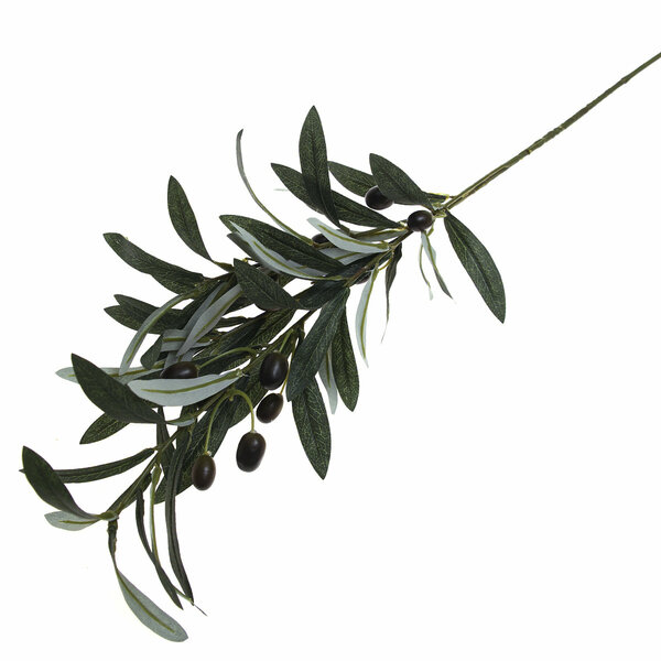 Artificial Olive Green Filler Stem – Faux Greenery Branch with Leaves & Olives for Floral Arrangements