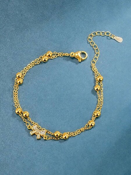 Shein - 1Pc Elegant Luxury Double-Layer Bowknot Bracelet