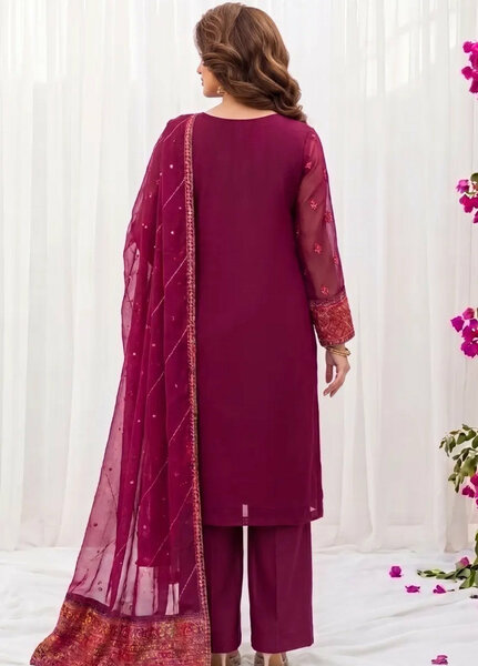 Salitex Women RTW Embroidered Chiffon 3 Piece Suit SPL3PEF060 Casual Collection