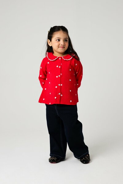 Red Heart Frill Bubble Top