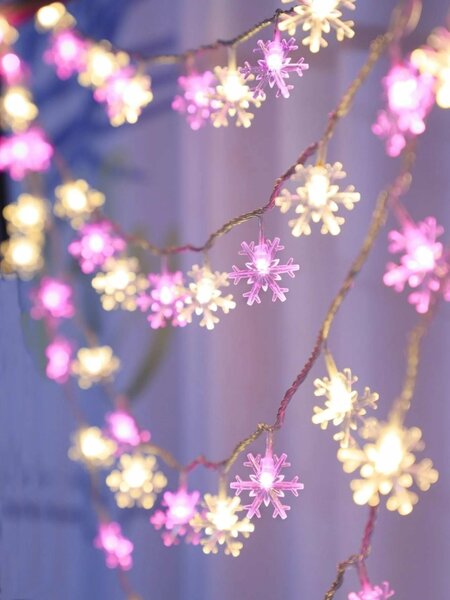 Shein - 1Pc String Light With 20Pcs Snowflake Shaped Bulb
