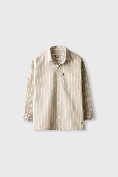 Boys Beige Stripe Casual Shirt