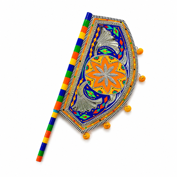 Traditional Handcrafted Decorative Hand Fan Assorted – Multicolor Folk Art Display Fan with Decorative Tassels | Pakistani Home Décor