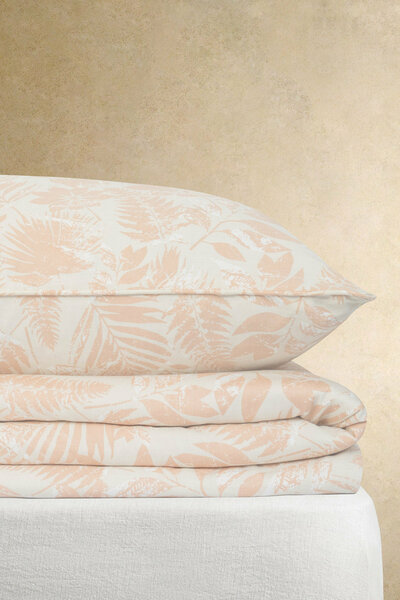 Tan Leaves T-200 Bed Sheet Set