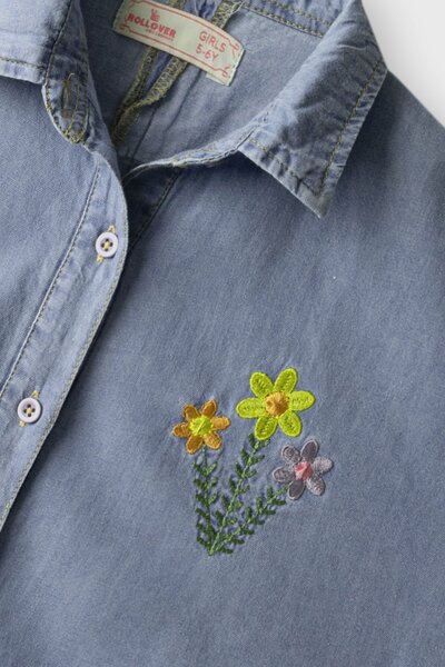 Denim Bloom Crop Top