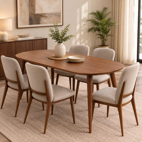 Nysa Oval 6 Person Dining Table with Chairs