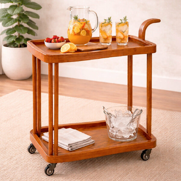 Elan Solid Wood Tea Trolley with Wheels