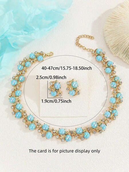 Shein - 3Pcs Pearl Necklace And Earrings Set Fashionable Party Jewelry For Women