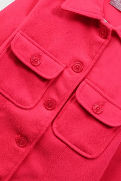 Girls Bold Coral Felt Coat