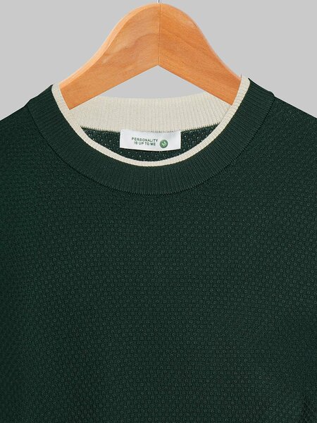 Army Green Premium Knitted Crew Neck T-Shirt (SKCN-068)