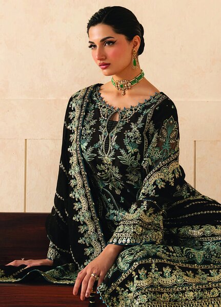 Syleena by Gulaal Unstitched Embroidered Raw Silk 3 Piece Suit GL26USR Serpentine SD-22 - Festive Collection