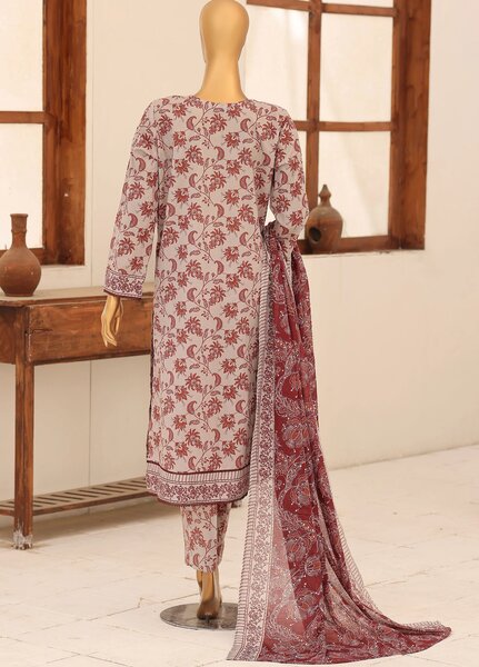 Identic by HZ Textiles Unstitched Embroidered Cotton 3 Piece Suit HZ26UCI PDW-3329-D - Casual Collection