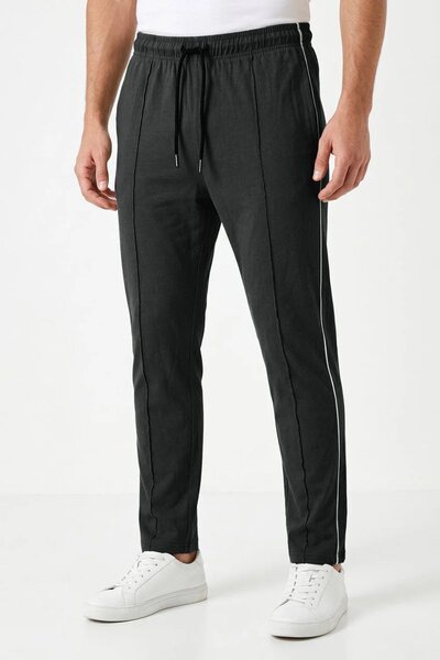 Men's Contrast Piping Pleated Trousers