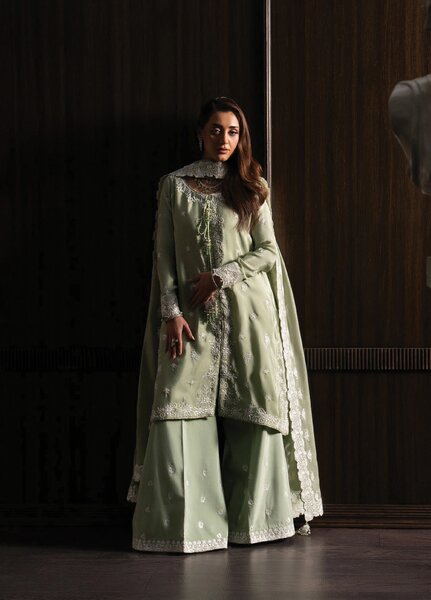 Lady by Aik Atelier Unstitched Tussar Silk Embroidered Suits 3 Piece AIK25L D-03 AIK25L - Festive Collection