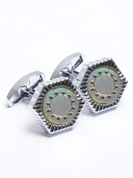 Silver Contrast Designer Cufflink (CUFFLINK-693)
