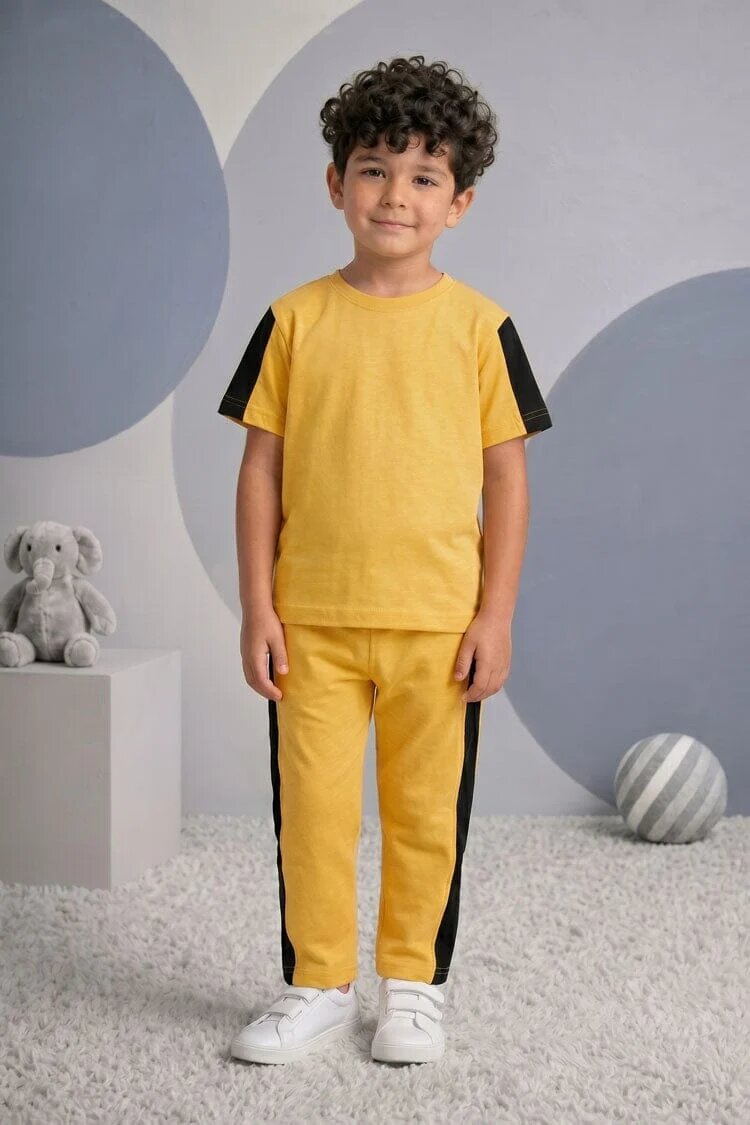 Tiny Teens Kid's Contrast Panel Twin Set