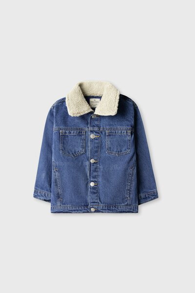 Girls Blue Fur-Collar Denim Jacket