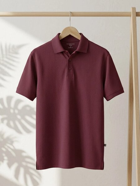 Maroon Textured Popcorn Polo T-Shirt (POLO-1239)