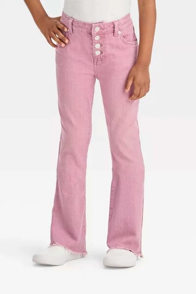 C&J Girl's Raw Hem Flared Denim