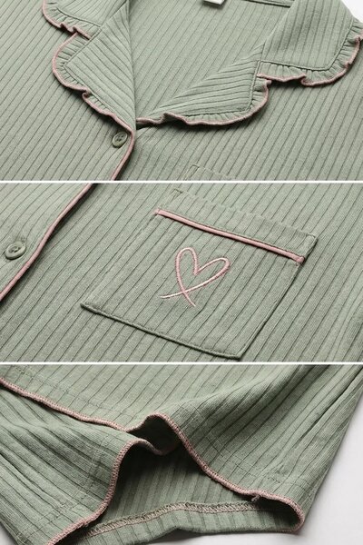 BLS - Ribbed Cotton Pajama Set - Green