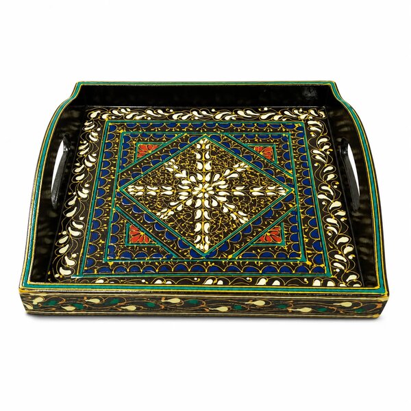 Swati Tray 12 x 12 T Art – Traditional Hand-Painted Decorative Serving Tray | Assorted Pakistani Folk Art Design