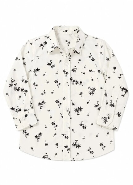 Lambkin Kids RTW Printed Cotton 1 Piece White Palm Boys Shirt - Casual Collection