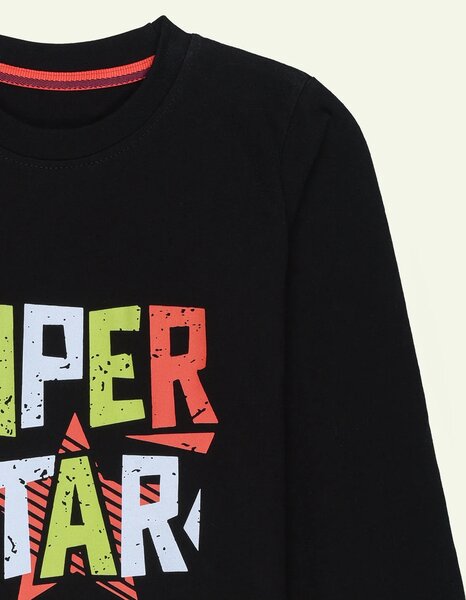 Ixample Kids Pret 1 Piece Printed Black Superstar Long Sleeve Tee - Winter Collection