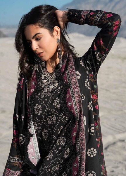 Combination by Charizma Unstitched Embroidered Linen 3 Piece Suit CHR26ULC CCW7-23 - Casual Collection