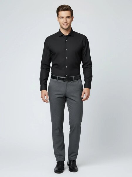 Black Plain, Cutaway Collar, Elite Edition, Men’s Formal Shirt (FS-2588)