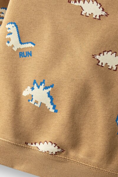 Boys Dino Trail Brown Fleece Sweatshirt