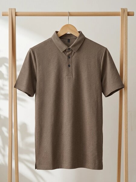 Brown Textured Nylon Spandex Polo (POLO-1365)